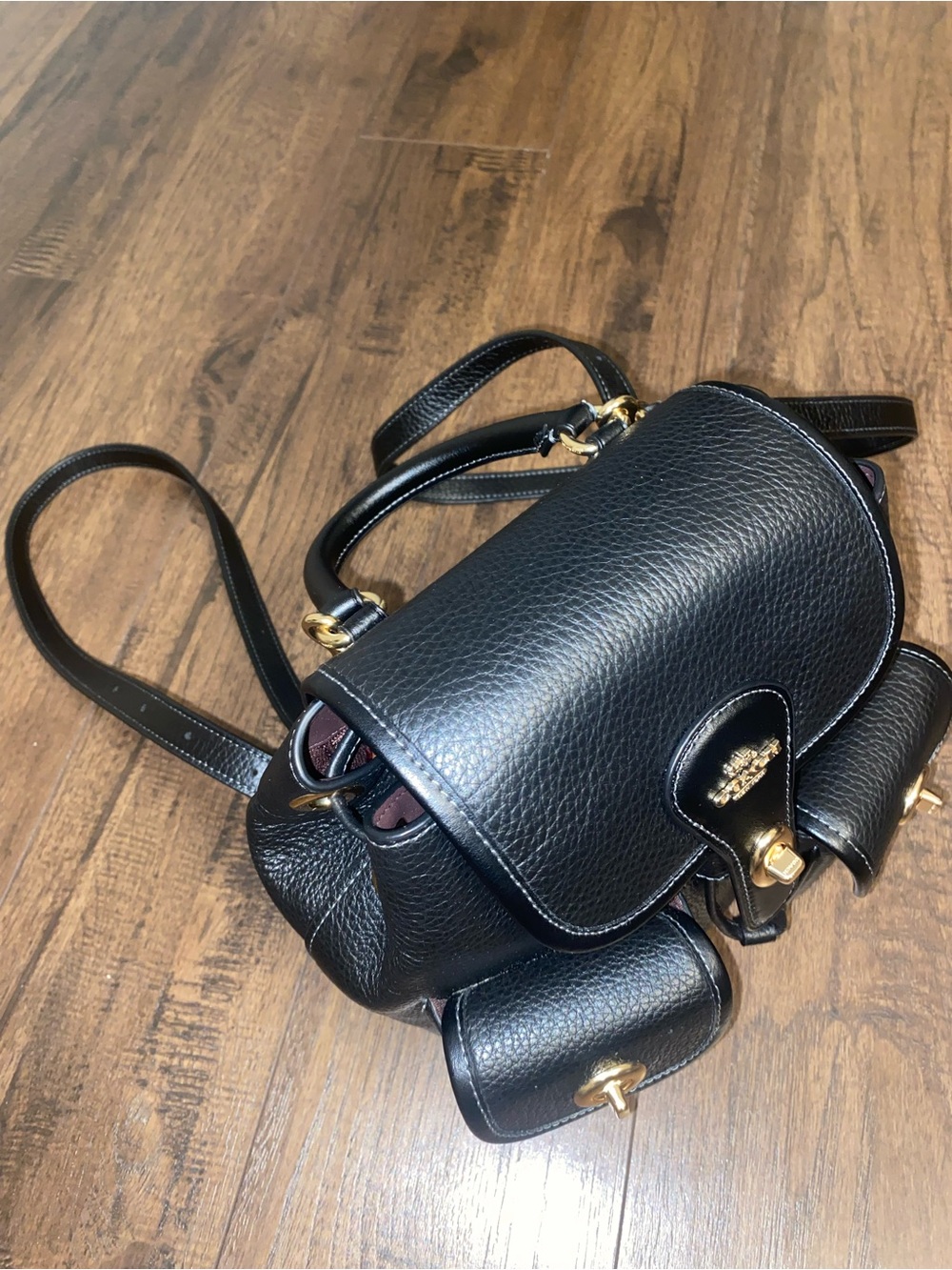 Coach Black Pebbled Leather Mini Backpack with Gold-Tone Hardware - Picture 5 of 7